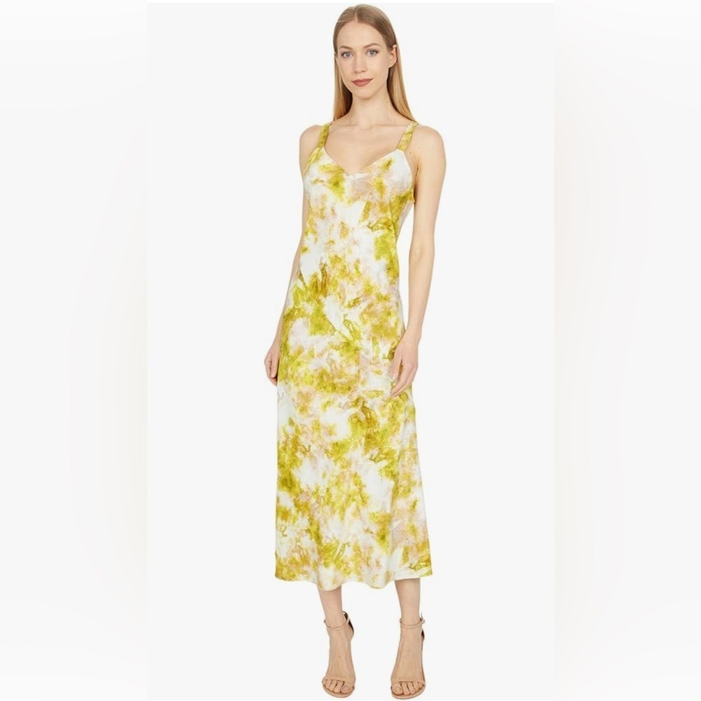 Joie Silk Midi Dress Maple Floral Yellow Cream Patterned XS EUC